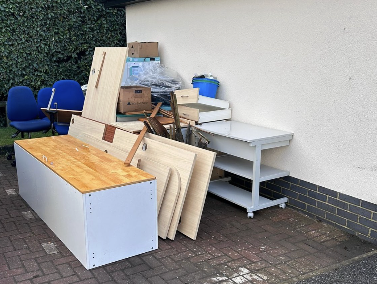 Commercial clearance — office furniture awaiting collection